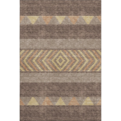 Premium Machine Washable Prisco Brown Rug