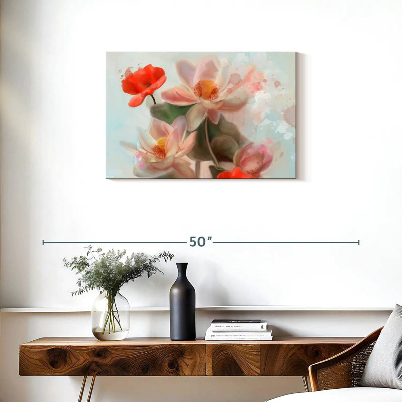 Harnek lys et coquelicots abstraits, H 20 po x l 30 po