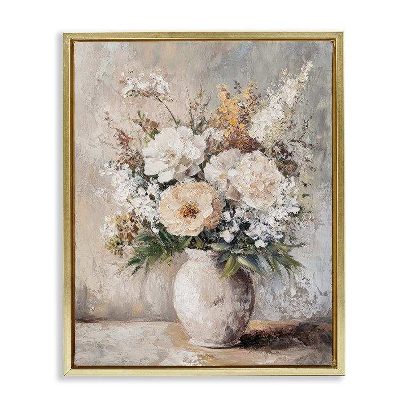  "Bouquet de fleurs sauvages" par Petal Prints Design, H 21 po x l 17 po, Cadre flottant métallique doré
