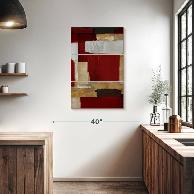 Avery rouge et or clair I, H 38 po x l 24 po