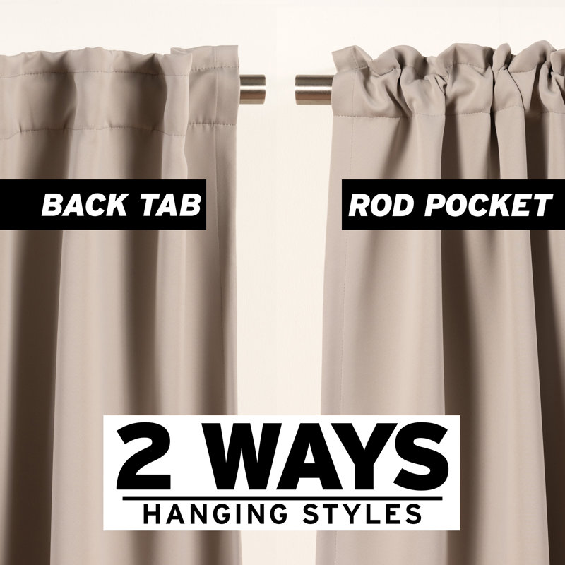 Bantam Solid Blackout Thermal Rod Pocket Curtain Panels, 52" W x 84" L, Clay