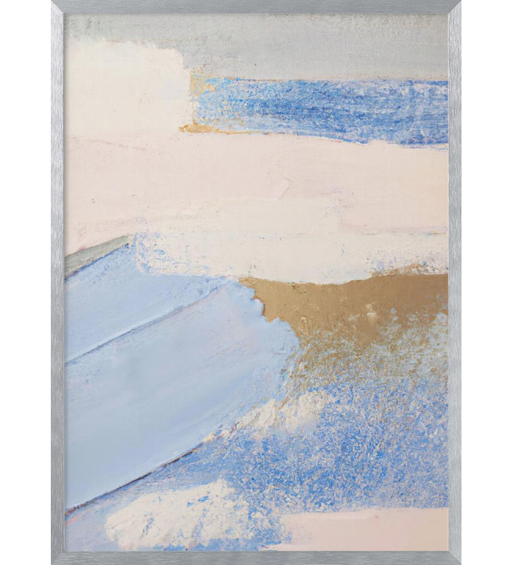 "Brush Strokes 3", art mural texturé encadré, Argent argent, H 24 po x l 18 po