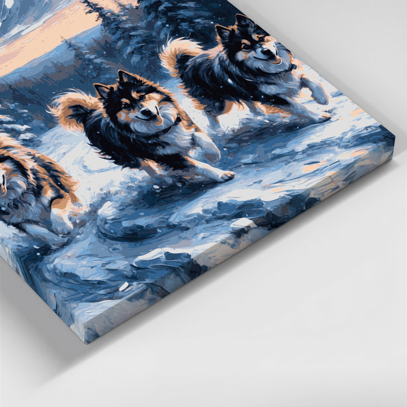 «Dogs Finnish Lapphund», art mural sur toile bleue