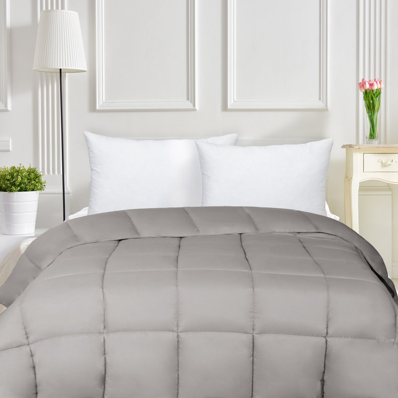 Grand Down All-Season Reversible Down Alternative Comforter-Plush & Hypoallergenic, King Comforter, Silver