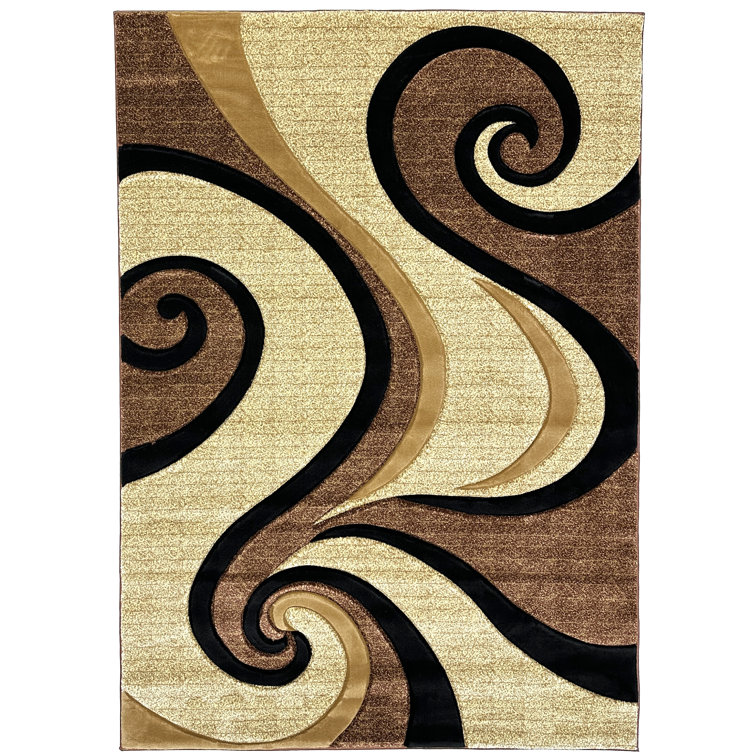 Tapis beige / brun / noir tissé à la machine Mccampbell
