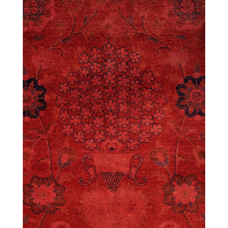 Tapis noir / rouge 9 pi 2 po x 12 pi 1 po Creyton One-of-a-Kind
