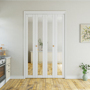 Portes pliantes pliantes en verre à miroir à base solide avec ensemble de quincaillerie d'installation Paintable