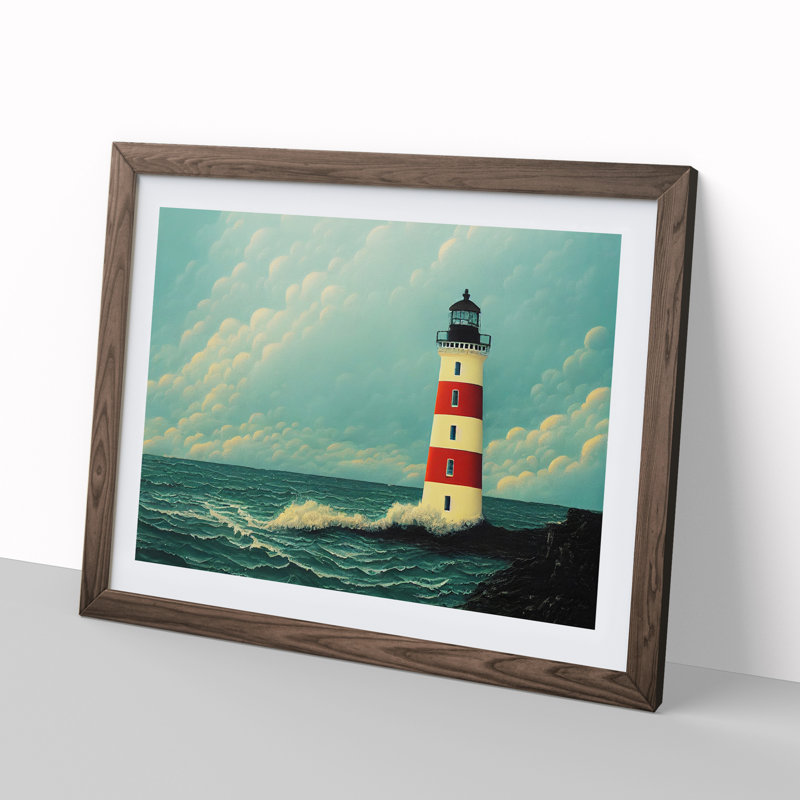 Imaginative Lighthouse 1 Piece Single Picture Frame Wall Art, 25cm H x 34cm W x 2cm D, Walnut
