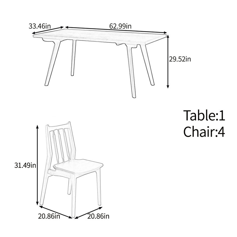 Ensemble de table multifonctionnel en bois massif, H 29,52 po x L 62,99 po x l 33,46 po
