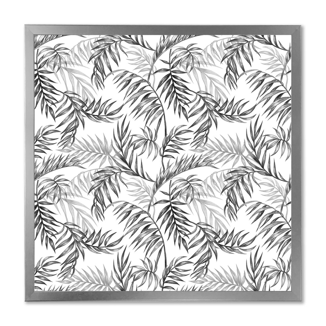 " Black And White Palm Leaves On White " East Urban Home