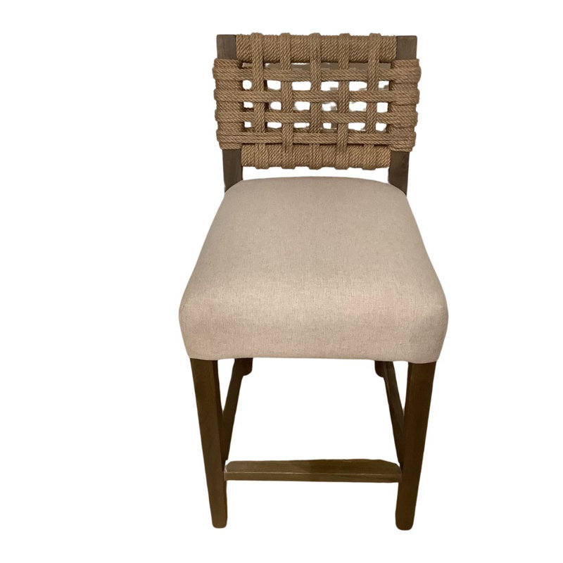 Balyeet Upholstered Counter Stool with Solid Wood Frame, Ash Brown