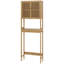 Armoire de rangement en bambou au-dessus de la toilette, organisateur de salle de bain au-dessus de la toilette avec portes à lattes, tablette réglable et tablette ouverte, naturel