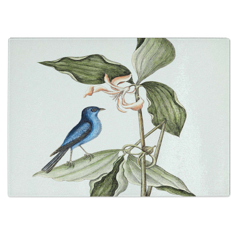 Tempered Glass Linnet Bird Chopping Board, 39 cm W x 28.5 cm L