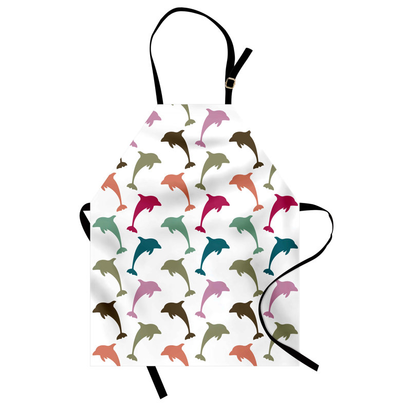 East Urban Home Animal Apron Unisex, Colorful Dolphins Art, Adult Size, Multicolor