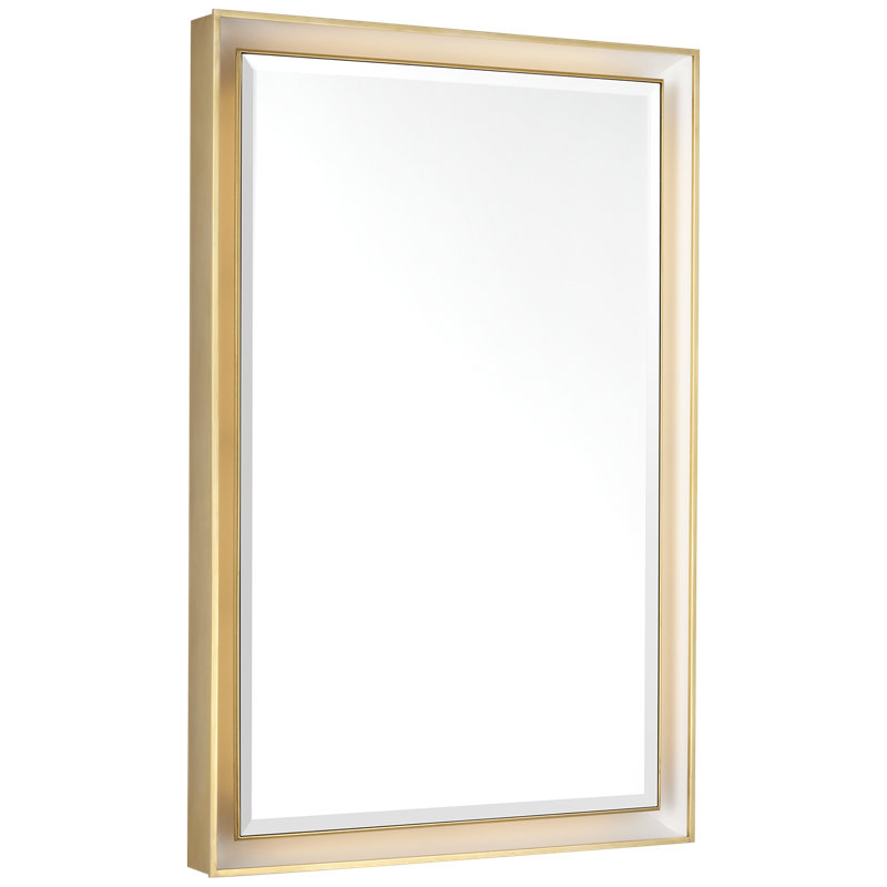 Thomas O'Brien Rectangle Lighted Mirror, Hand-Rubbed Antique Brass