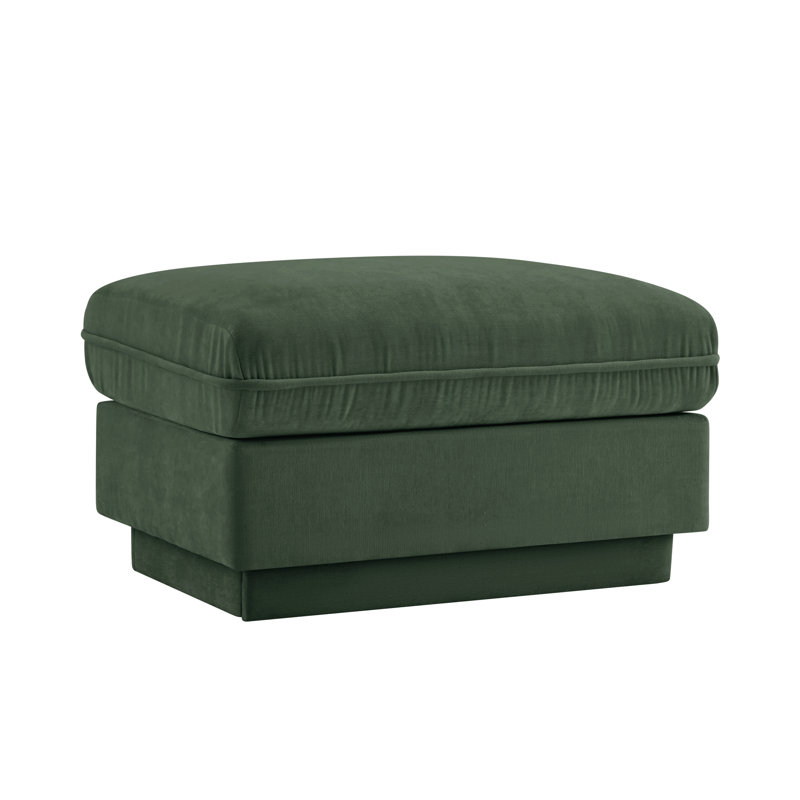 Canapé modulaire rembourré en U de 105 po avec 2 repose-pieds mobiles, 2 coussins ronds et une base encastrée, Chenille verte