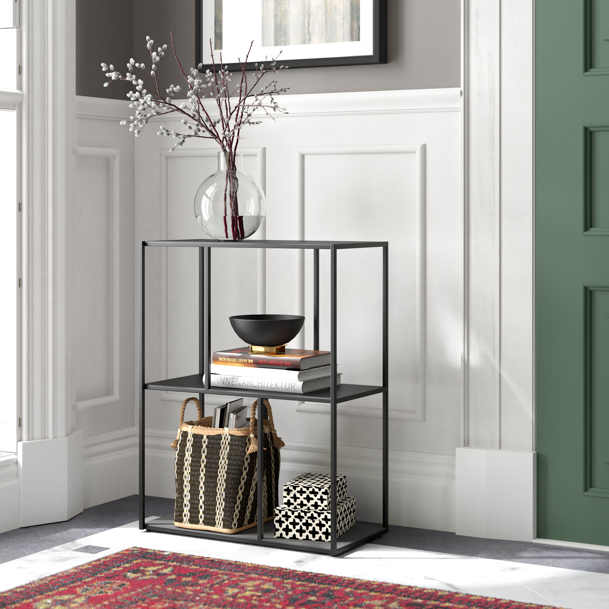 Georgetta Narrow Etagere Bookcase, Matte Black, 31" H x 23.75" W x 12" D