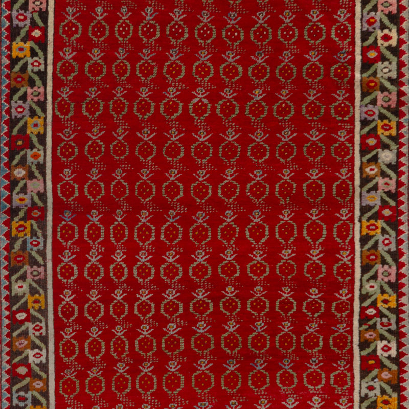 Red Vintage Traditional Wool Rug - 3'3"" x 4'7""