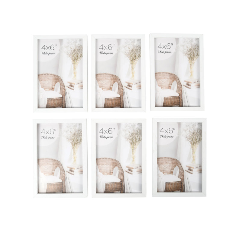 4" X 6" Linear Gallery Wall Picture Frames, Includes Six Photo Frames, White