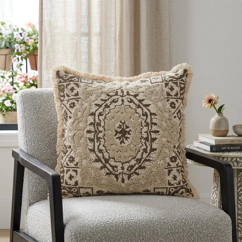 Coussin décoratif transitionnel Parkland, Beige / Brun