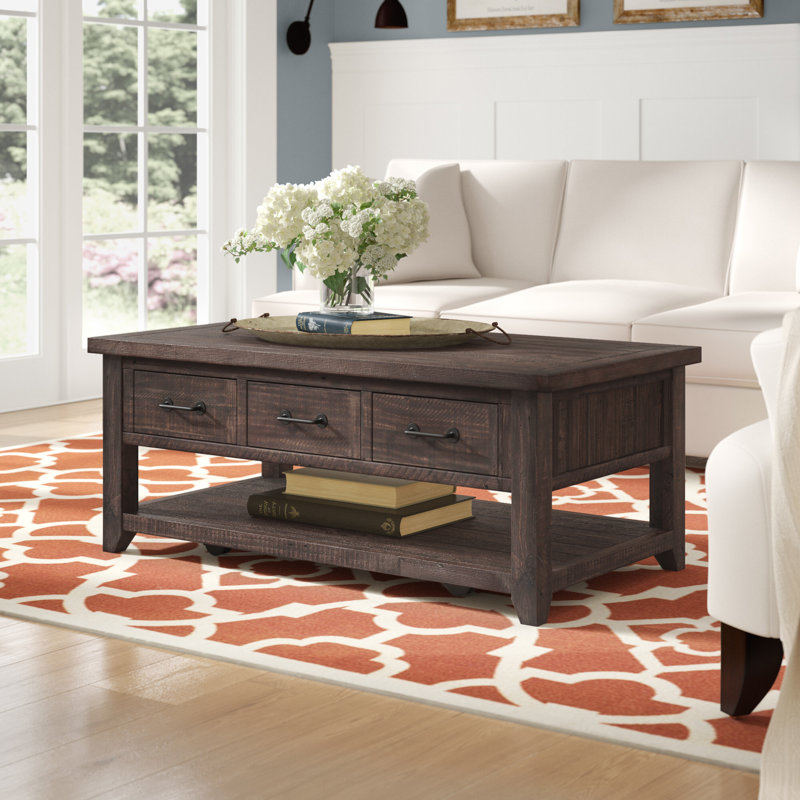 Table basse avec rangement Karley, Brun bois de grange