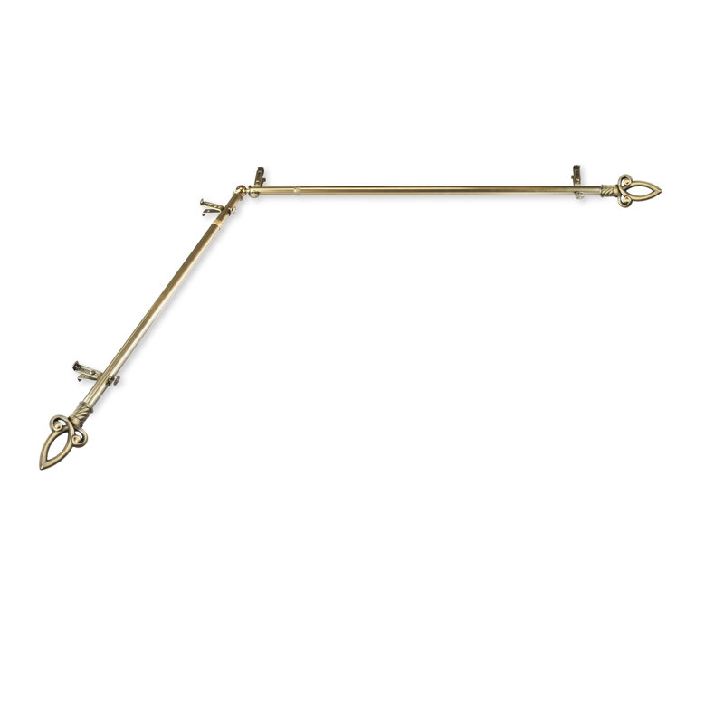 Tringle à rideaux simple pour fenêtre d'angle Futch, 66 po à 120 po, Laiton antique