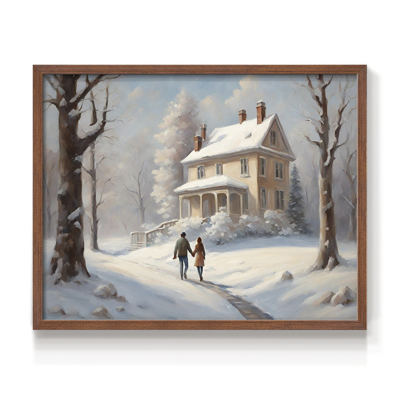 Paysages rétro-CXLI - reproduction encadrée, H 11 po x l 14 po, Noyer