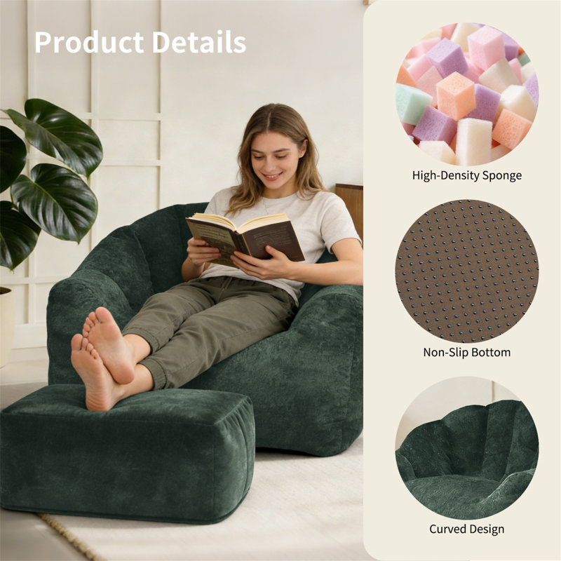 Fauteuil à billes, Tissu vert