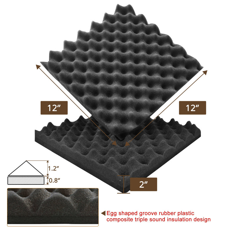 12 pièces en caoutchouc composite et coton insonorisant en plastique avec envers auto-adhésif panneaux muraux 12 * 12 pouces