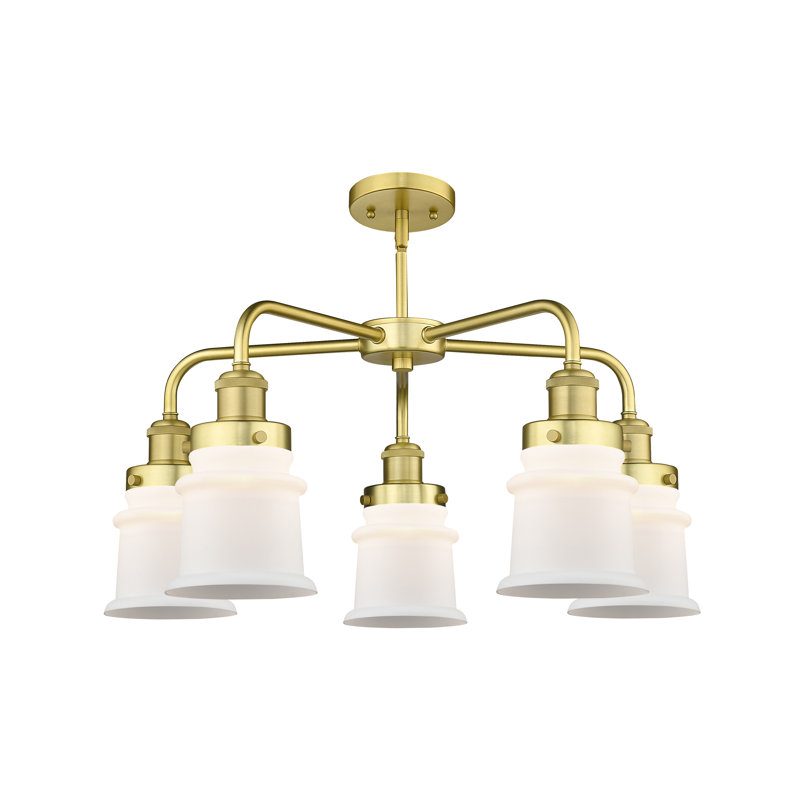 Lustre en forme de cloche à 5 lumières Alvi, Blanc mat, Or satiné
