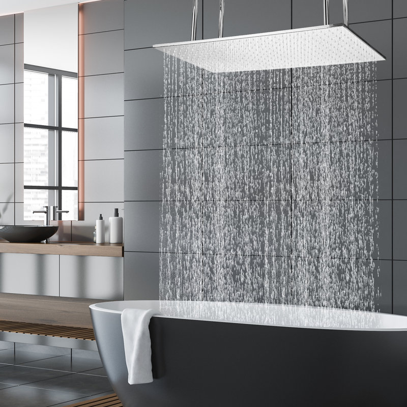 Pomme de douche à jet de pluie luxueuse 16 po x 32 po, Brushed Nickel