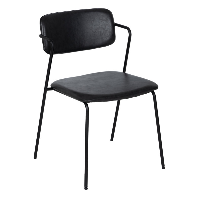 Noranne 48cm H Upholstered Metal Upholstered Back Side Chair in Black