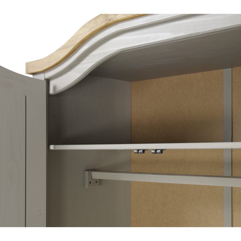 Palmea 3 Door Solid Wood Wardrobe, Grey