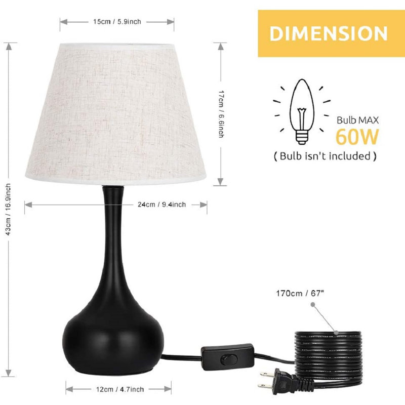 Metal Table Lamp, Black