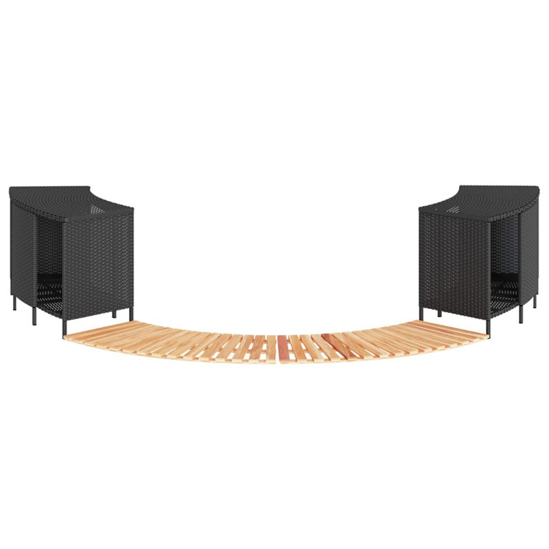 Vidaxl Hot Tub Surround Grey Poly Rattan And Solid Wood Acacia, Black
