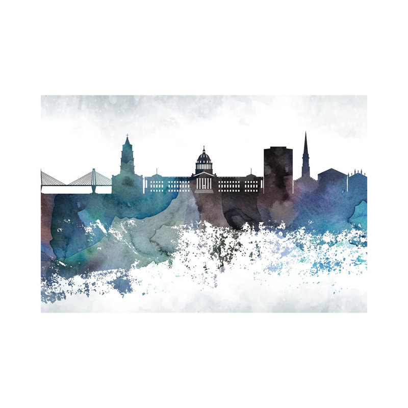 Charleston Bluish Skyline by WallDecorAddict - Wrapped Canvas Print, 20.32cm H x 30.48cm W x 1.91cm D