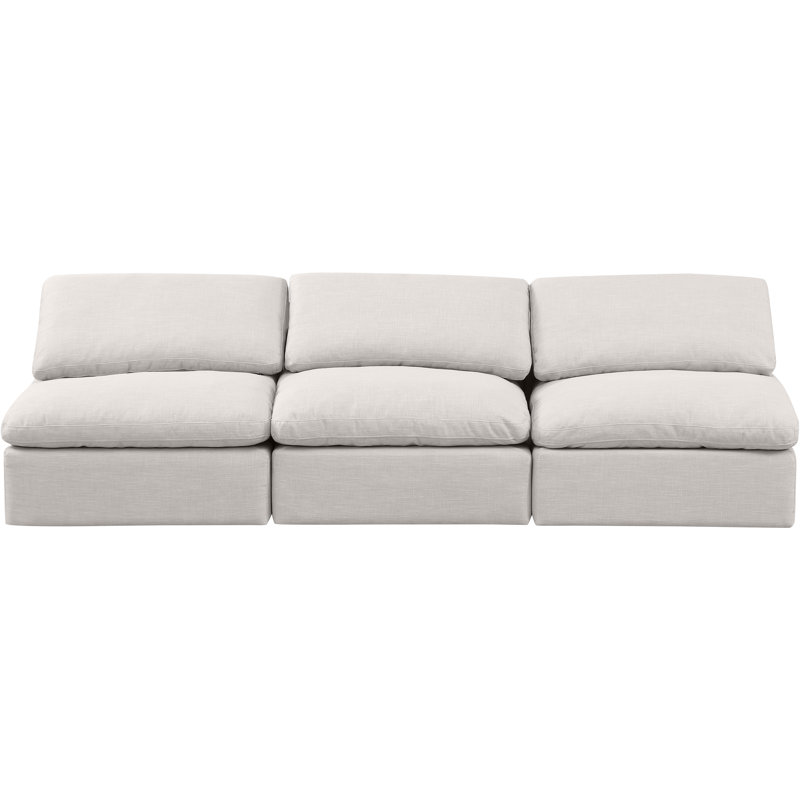Canapé rembourré 105 po Itala, Tissu crème texturé en lin