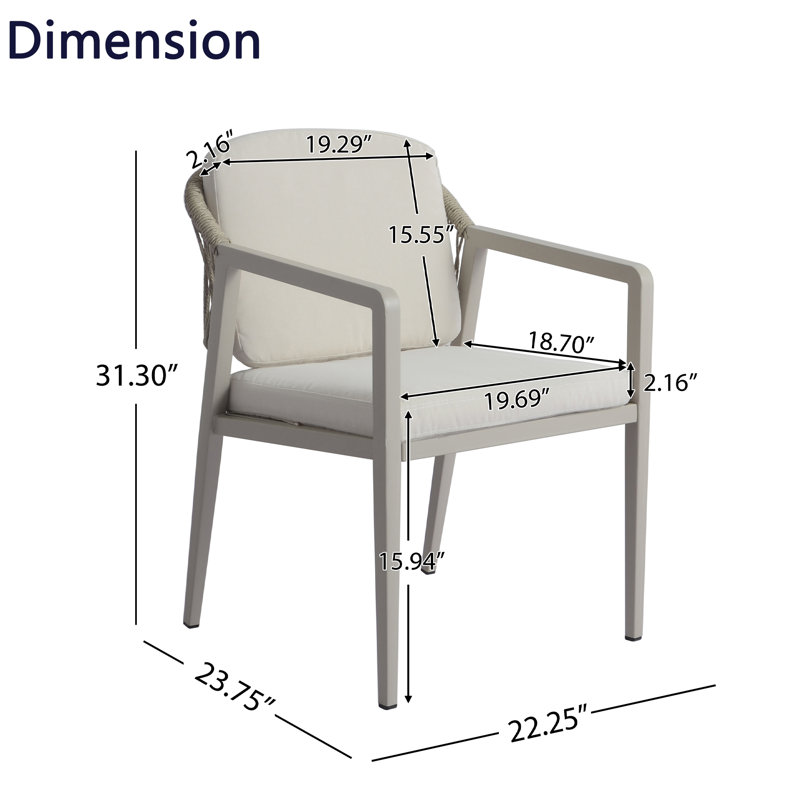 Ensemble de 2 chaises de patio en osier avec coussins, Beige