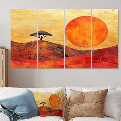 Lever de soleil paysage du Sahara en Afrique - désert, art mural - ensemble d'art mural