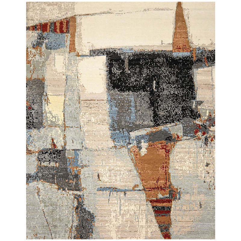 CASKJC709BEBR Abstract Area Rug, Rectangle 10' x 14'