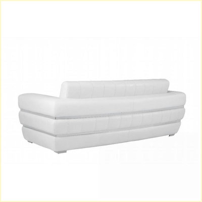 3-Seat Modern Top Grain Italian Leather Sofa | Cushion Back | Square Arms | White | Living Room