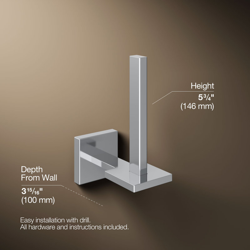 Square Vertical Toilet Tissue Holder, Polished Chrome