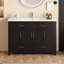 Meuble-lavabo moderne en MDF noir, rangement spacieux pour la salle de bain