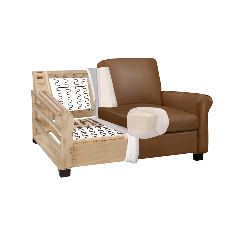 Fauteuil Ambrie, Cuir véritable brun moyen