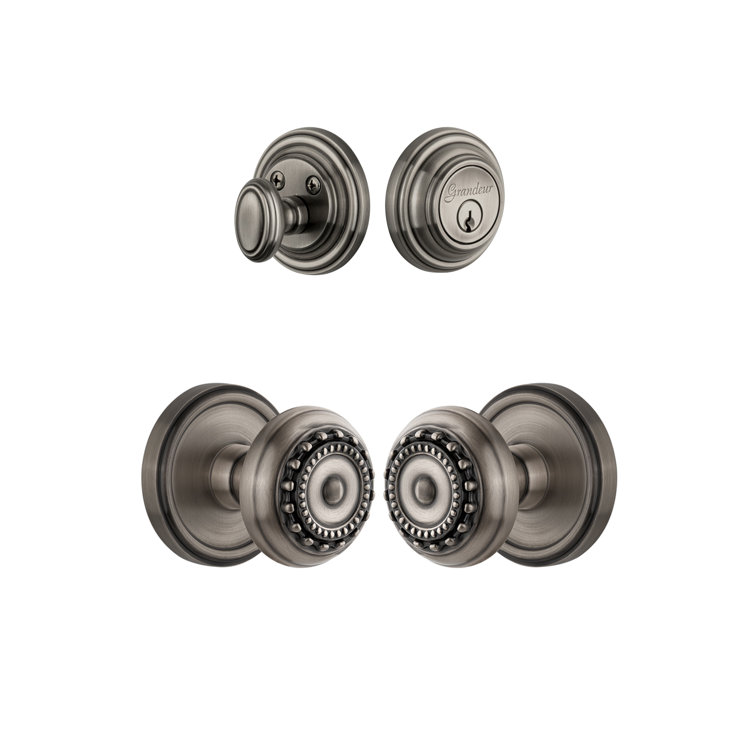 Georgetown Rosette Complete Entry Set with Single Cylinder Deadbolt and Parthenon Knob