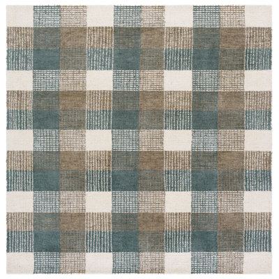 Genre Hand Tufted Wool;Cotton Plaid Rug