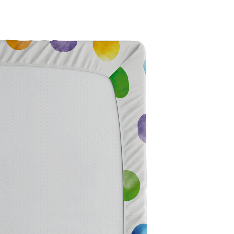 Ambesonne Fitted Sheet 2-Pack, Twin XL Fitted Sheet, Green/Yellow/Blue Polka Dots