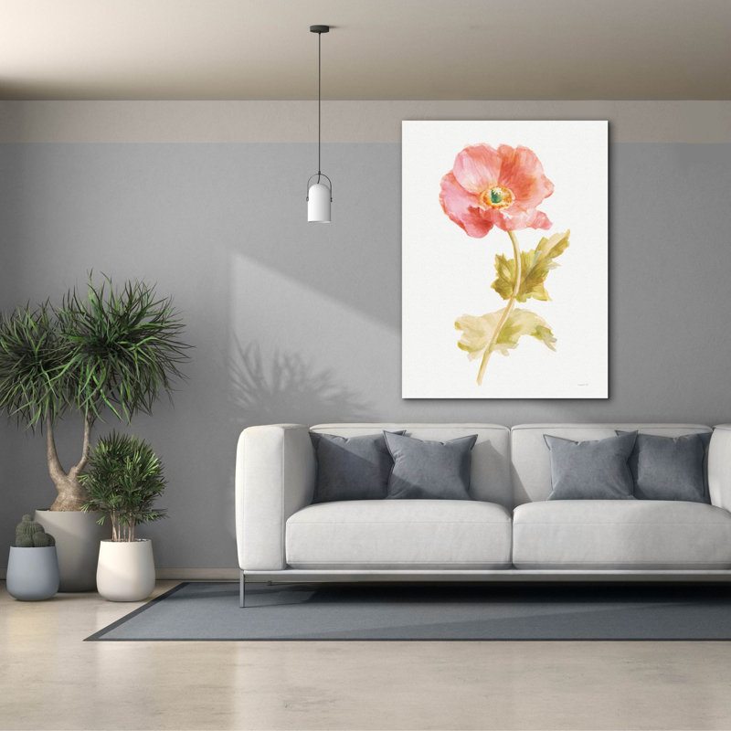 «Garden Poppy On White» par Danhui Nai, art mural sur toile, H 54 po x l 40 po
