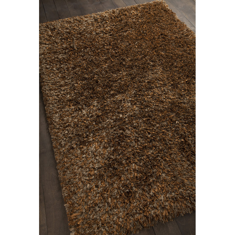 Tapis brun à poils longs Mairead, Rectangle 5 pi x 7 pi 6 po