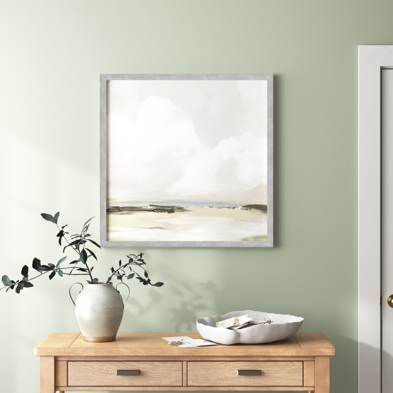 Weatherhill "Soft Clouds" Painting, 33" H x 33" W x 1.12" D, Matte Silver Framed